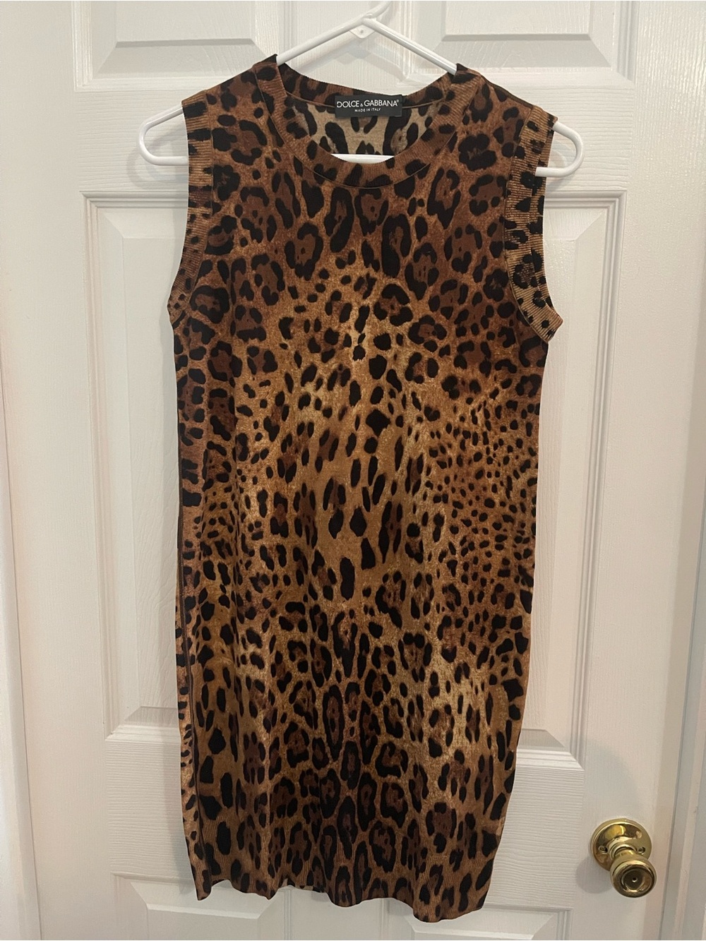 Dolce & Gabbana Leopard Print Sleeveless Dress - Brown